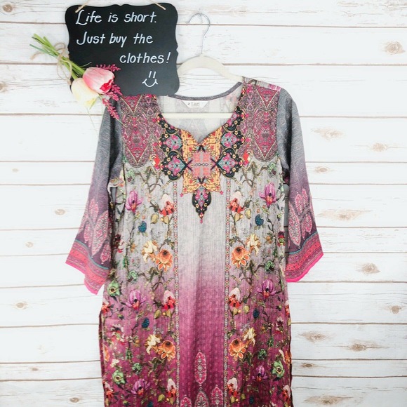 Lagi India Tunic Top Size L Floral Paisley - Picture 1 of 8